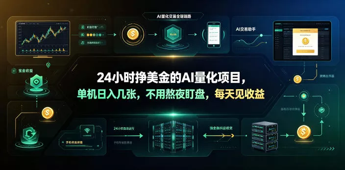 24小时挣美金的AI量化项目，单机日入几十美刀，不用熬夜盯盘，每天见收益【揭秘】-179创客网
