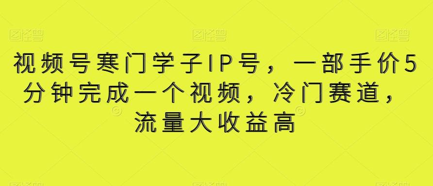视频号寒门学子IP号，一部手价5分钟完成一个视频，冷门赛道，流量大收益高【揭秘】-179创客网