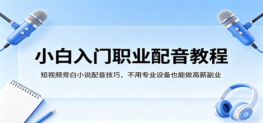小白入门职业配音教程，短视频旁白小说配音技巧，不用专业设备也能做高薪副业-179创客网