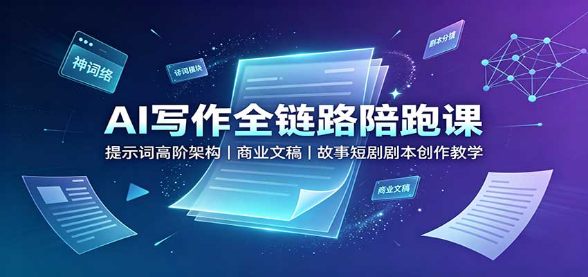 AI写作全链路陪跑课：提示词高阶架构，商业文稿，故事短剧剧本创作教学-179创客网