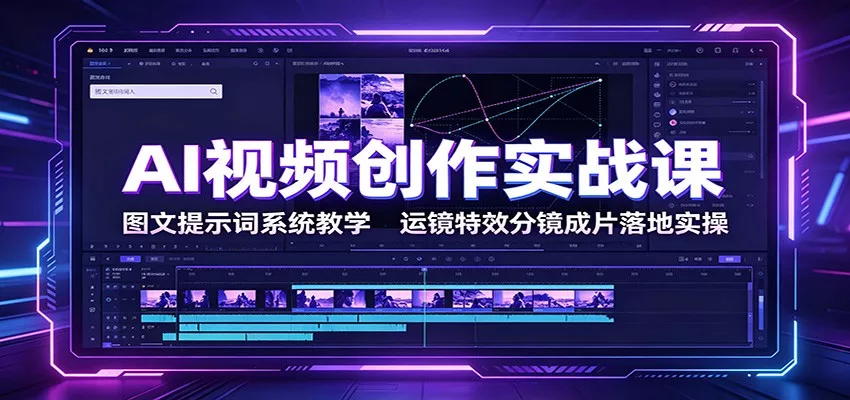 AI视频创作实战课：图文提示词系统教学，运镜特效分镜成片落地实操-179创客网