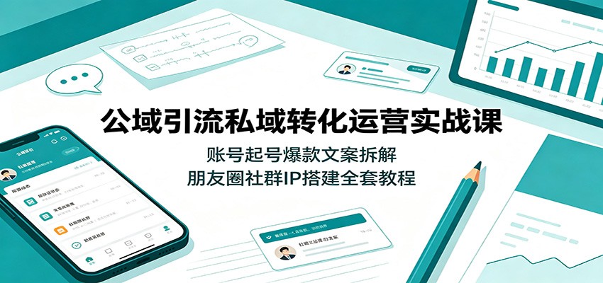 公域引流私域转化运营实战课：账号起号爆款文案拆解，朋友圈社群IP搭建全套教程-179创客网