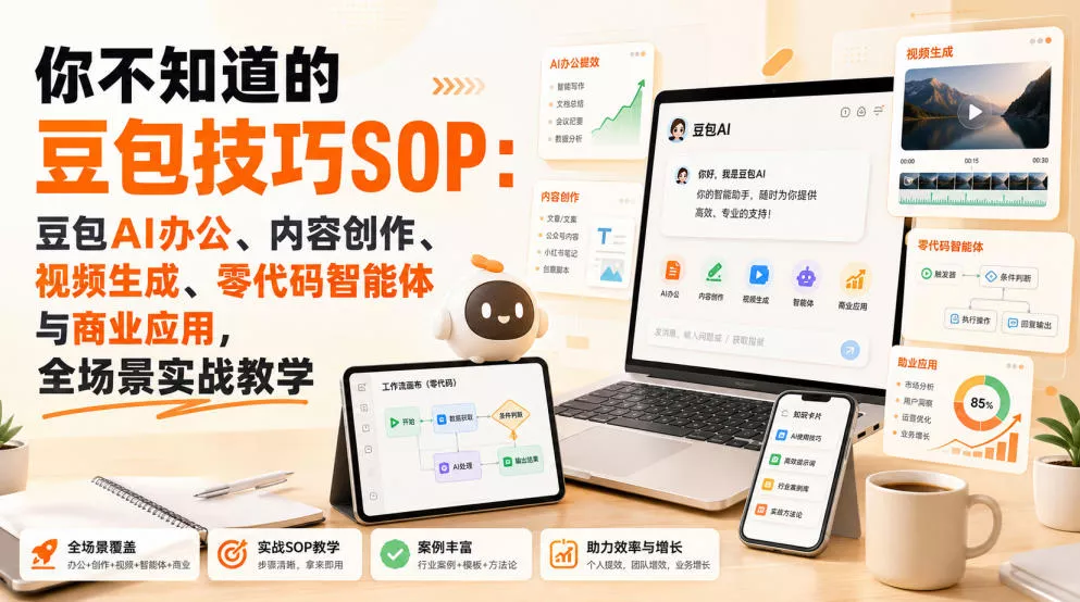 你不知道的豆包技巧SOP：豆包AI办公、内容创作、视频生成、零代码智能体与商业应用，全场景实战教学-179创客网