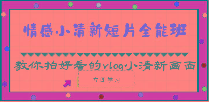 情感小清新短片全能班-教你拍好看的vlog小清新画面(30节课)-179创客网