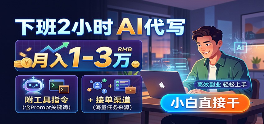下班2小时AI代写，月入1-3万，附工具指令+接单渠道，小白直接干-179创客网