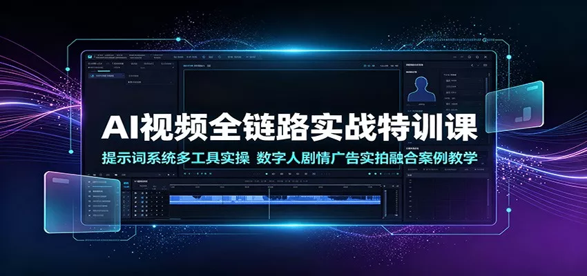 AI视频全链路实战特训课：提示词系统多工具实操，数字人剧情广告实拍融合案例教学-179创客网