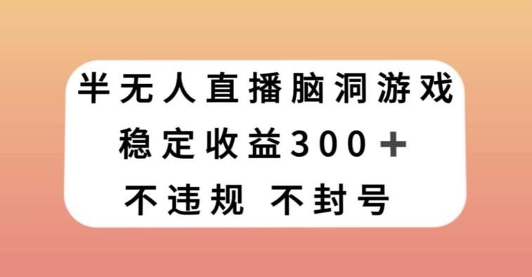 半无人直播脑洞小游戏，每天收入300+，保姆式教学小白轻松上手【揭秘】-179创客网