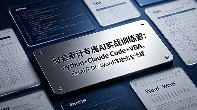 （19028期）财会审计专属 AI实战训练营：Python+Claude Code+VBA，Excel/PDF/Word自动化全流程-179创客网