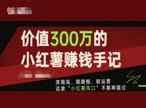 价值300万的小红书赚钱手记，变现高、链路短、轻运营，这波“小红薯风口”不能再错过-179创客网
