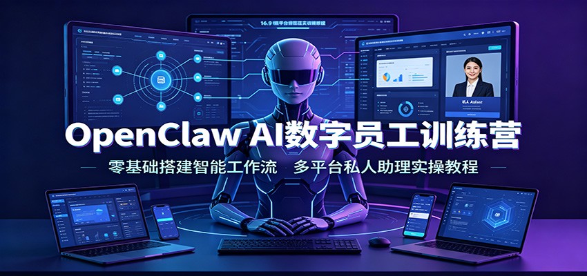 OpenClaw AI数字员工训练营：零基础搭建智能工作流，多平台私人助理实操教程-179创客网