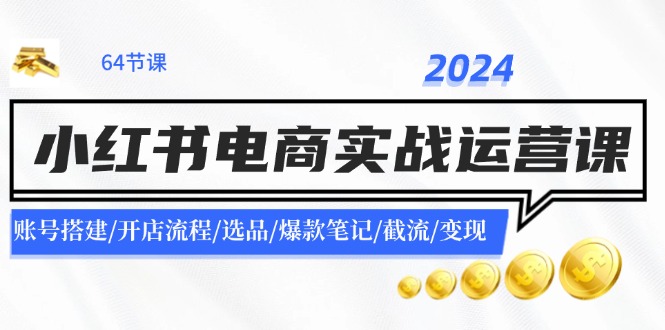 2024小红书电商实战运营课：账号搭建/开店流程/选品/爆款笔记/截流/变现-179创客网