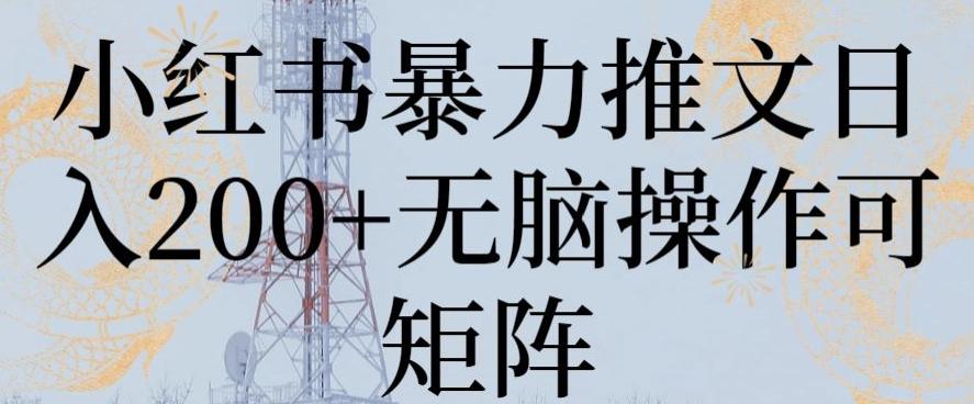 小红书暴力推文日入200+无脑操作可矩阵【揭秘】-179创客网