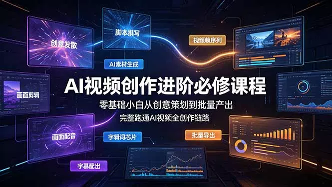 AI视频创作进阶必修课程：零基础小白从创意策划到批量产出，完整跑通AI视频全创作链路-179创客网