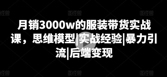 月销3000w的服装带货实战课，思维模型|实战经验|暴力引流|后端变现-网创资源