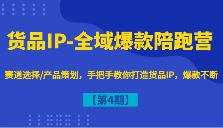 货品IP-全域爆款陪跑营【第4期】赛道选择/产品策划，手把手教你打造货品IP，爆款不断-179创客网