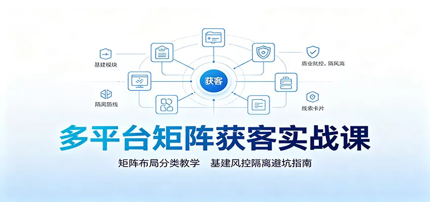 多平台矩阵获客实战课：矩阵布局分类教学，基建风控隔离避坑指南-179创客网