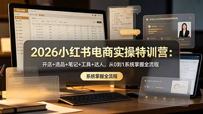 2026小红书电商实操特训营：开店+选品+笔记+工具+达人，从0到1系统掌握全流程-179创客网
