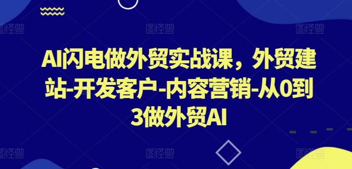 AI闪电做外贸实战课，​外贸建站-开发客户-内容营销-从0到3做外贸AI-179创客网