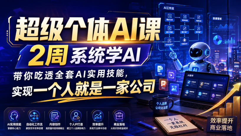 超级个体AI课，2周系统学AI，带你吃透全套AI实用技能，实现一个人就是一家公司（更新0818）-179创客网