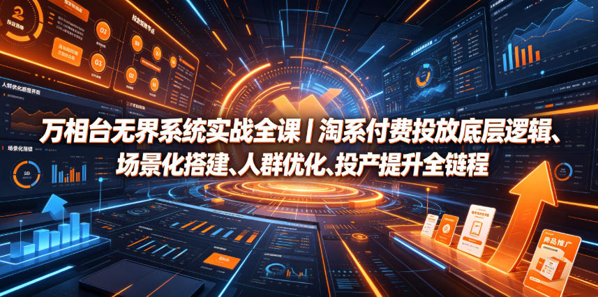 万相台无界系统实战全课｜淘系付费投放底层逻辑、场景化搭建、人群优化、投产提升全链路运营教程-179创客网