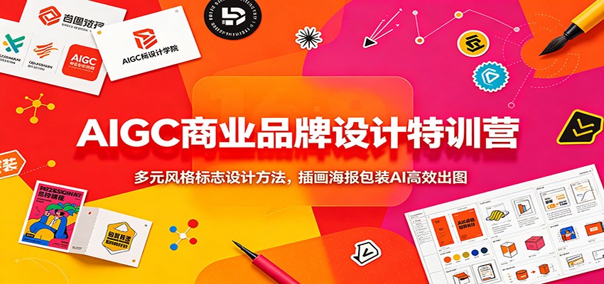AIGC商业品牌设计特训营：多元风格标志设计方法，插画海报包装AI高效出图-179创客网