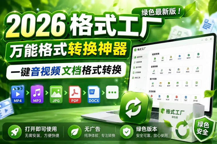 2026格式工厂绿色最新版！万能格式转换神器，一键音视频文档格式转换，打开即可使用，无广告绿色版本-179创客网