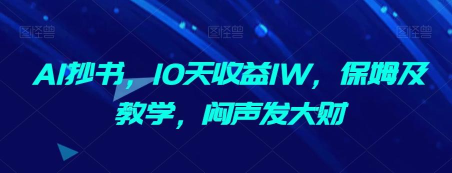 AI抄书，10天收益1W，保姆及教学，闷声发大财-179创客网