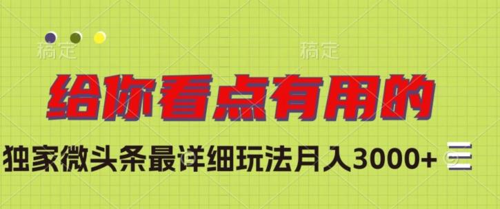 独家微头条最详细玩法，月入3000+【揭秘】-179创客网