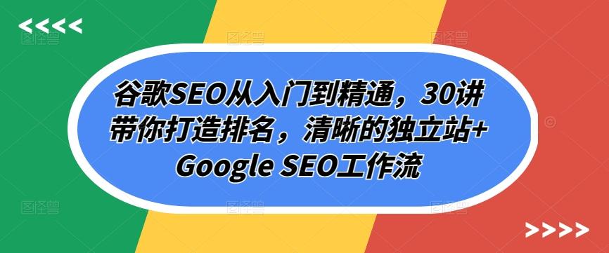谷歌SEO从入门到精通，30讲带你打造排名，清晰的独立站+Google SEO工作流-179创客网