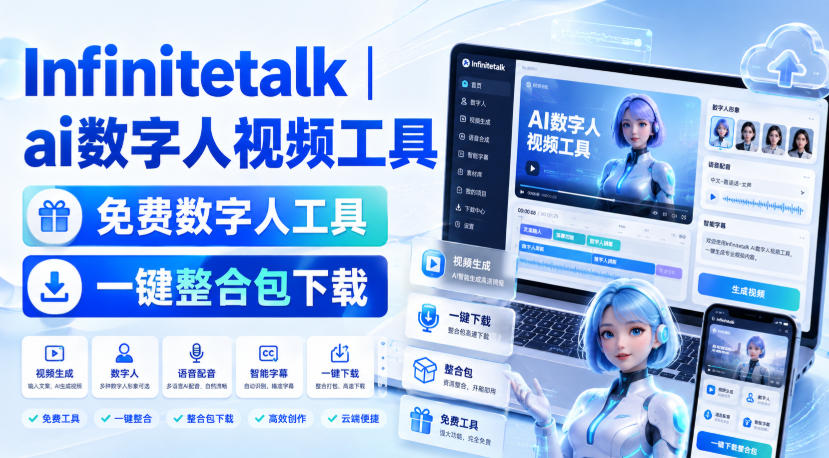 Infinitetalk丨ai数字人视频工具，免费数字人工具，一键整合包下载-179创客网
