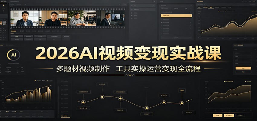 2026AI视频变现实战课：多题材视频制作，工具实操运营变现全流程-179创客网