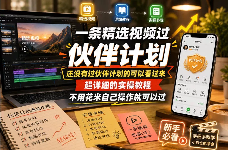 一条精选视频过伙伴计划，还没有过伙伴计划的可以看过来，超详细的实操教程，不用花米自己操作就可以过-179创客网