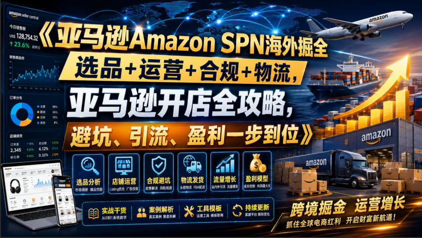 亚马逊Amazon SPN海外掘全，选品+运营+合规+物流，亚马逊开店全攻略，避坑、引流、盈利一步到位-179创客网