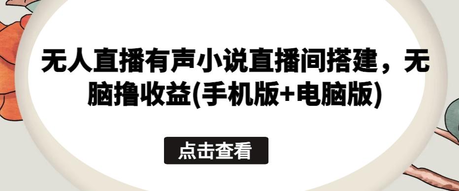 无人直播有声小说直播间搭建，无脑撸收益(手机版+电脑版)-179创客网