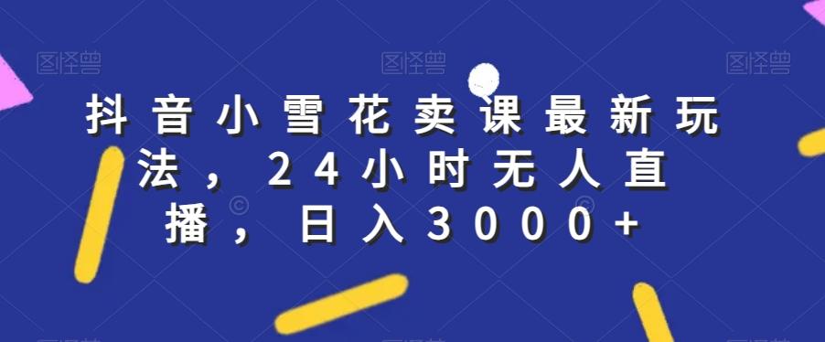 抖音小雪花卖课最新玩法，24小时无人直播，日入3000+【揭秘】-179创客网