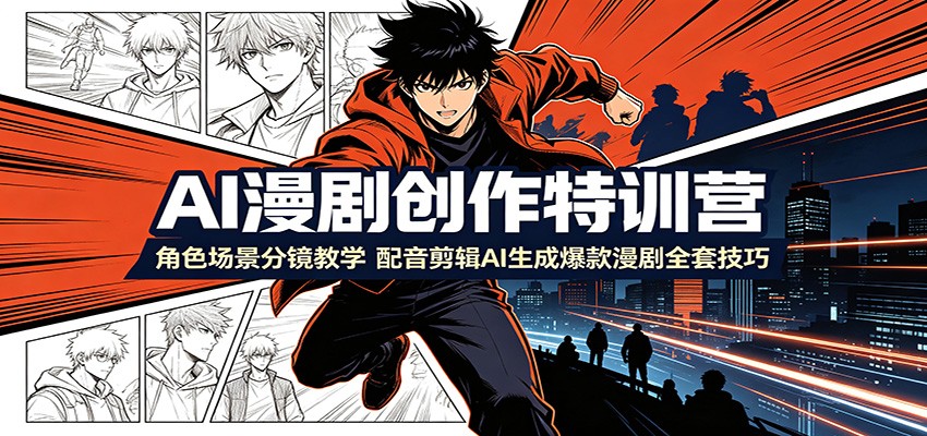 AI漫剧创作特训营：角色场景分镜教学，配音剪辑AI生成爆款漫剧全套技巧-179创客网