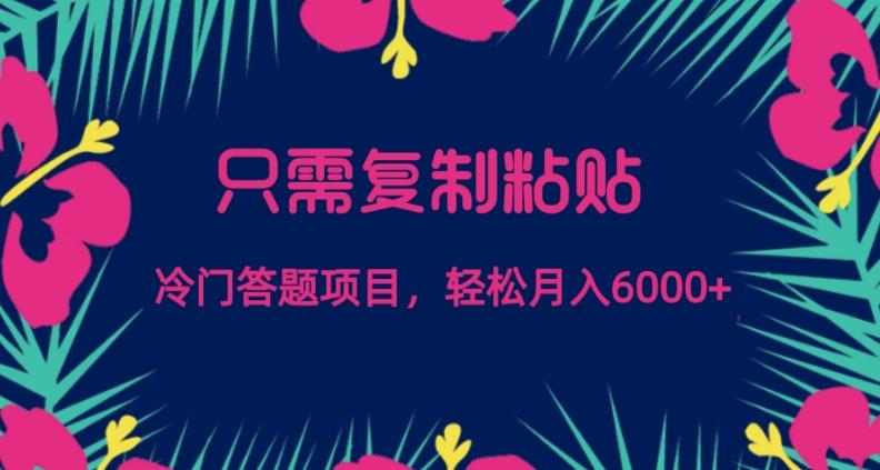 只需复制粘贴，冷门答题项目，轻松月入6000-179创客网
