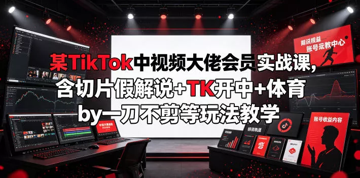某TikTok中视频大佬会员实战课，含切片假解说+TK开中+体育by一刀不剪等玩法教学-179创客网