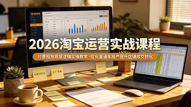 （19075期）2026 淘宝运营实战课程，付费投放底层逻辑实操教学，优化直通车投产提升店铺成交转化-179创客网