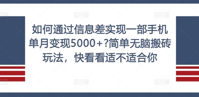 如何通过信息差实现一部手机单月变现5000+?简单无脑搬砖玩法，快看看适不适合你【揭秘】-179创客网