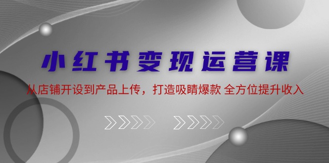 小红书变现运营课：从店铺开设到产品上传，打造吸睛爆款 全方位提升收入-179创客网