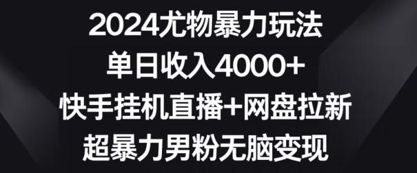 2024尤物暴力玩法，单日收入4000+，快手挂机直播+网盘拉新，超暴力男粉无脑变现【揭秘】-179创客网