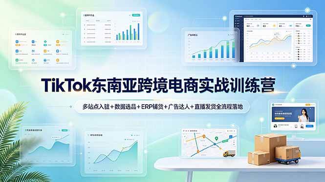（19155期）TikTok东南亚跨境电商实战训练营：多站点入驻+数据选品+ERP铺货+广告达人+直播发货全流程落地-179创客网