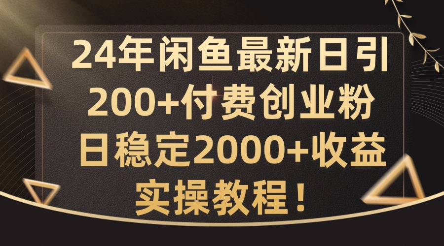 24年闲鱼最新日引200+付费创业粉日稳2000+收益，实操教程【揭秘】-网创资源