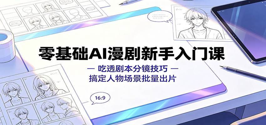 零基础AI漫剧新手入门课：吃透剧本分镜技巧，搞定人物场景批量出片-179创客网