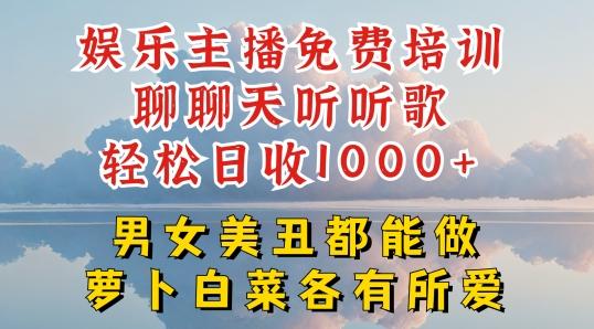 娱乐主播免费培训聊聊天听听歌轻松日收1K+，男女美丑都能做萝卜白菜各有所爱【揭秘】-网创资源