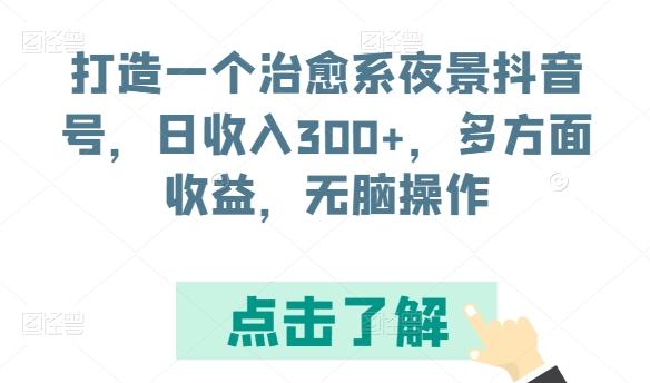 打造一个治愈系夜景抖音号，日收入300+，多方面收益，无脑操作【揭秘】-179创客网