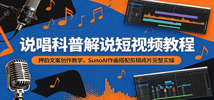 说唱科普解说短视频教程：押韵文案创作教学，SunoAI作曲搭配剪辑成片完整实操-179创客网