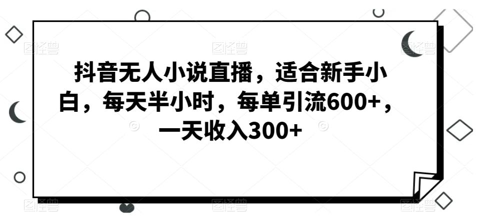 抖音无人小说直播，适合新手小白，每天半小时，每单引流600+，一天收入300+-179创客网