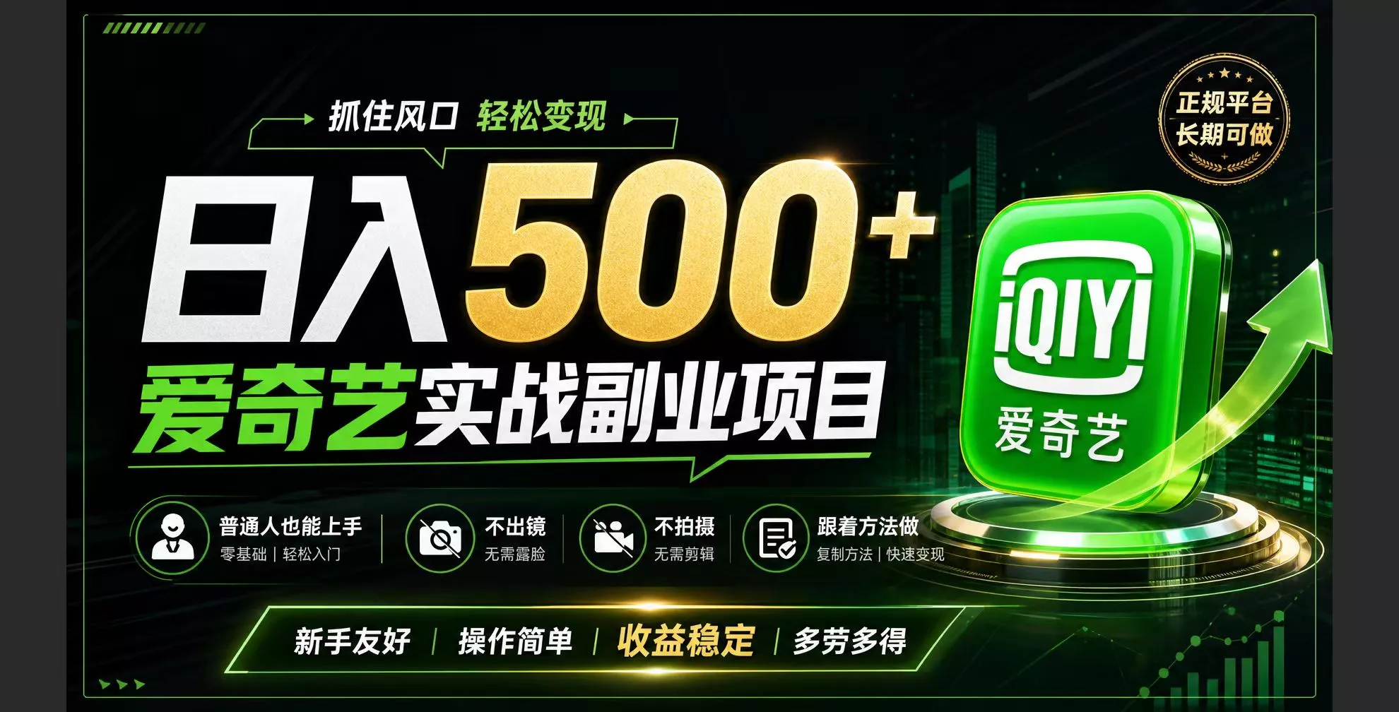 普通人必做的爱奇艺赛道变现!稳定日500+,翻身的机会真来了!抓住风口！-179创客网